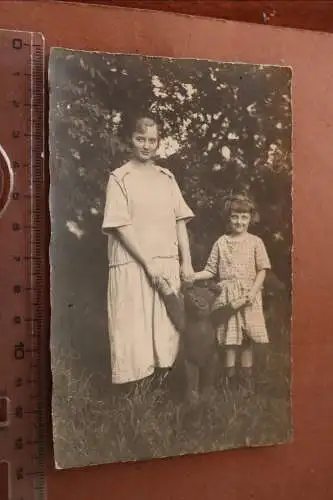 tolles altes Foto - Mutter Tochter und Teddybär 1910-20