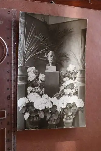 tolles altes Foto Büste eines Männerkopfes - ??  umrahmt von Blumen 