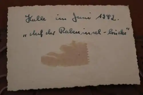tolles altes Foto - hübsche Frau am Brückengeländer 1942  Halle 