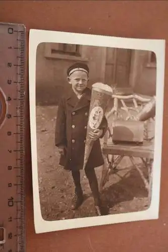 Tolles altes Foto - Junge mit Schultüte - Mützenband Torpedo-Division 1928