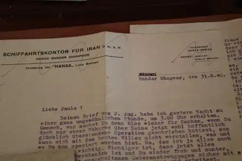 alter Brief aus Persien 1940 mit Wachssiegel und geöffnet Banderole 