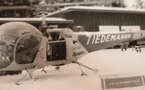 tolles altes Foto - Helikopter , Hubschrauber - Werbung Tiedemanns - 50-60er Jah