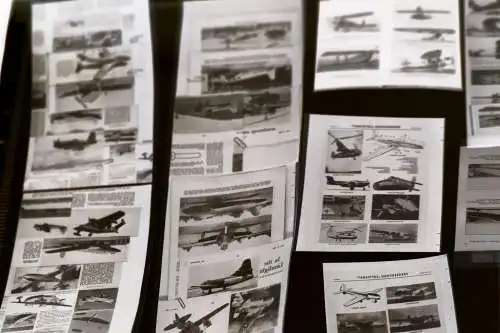 Konvolut Negative - abfotografierte Buchseiten ? Flugzeuge - 