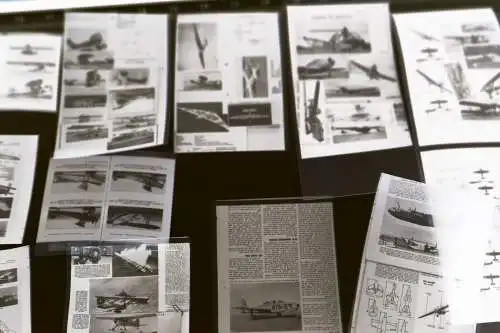 Konvolut Negative - abfotografierte Buchseiten ? Flugzeuge - 