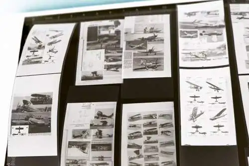 Konvolut Negative - abfotografierte Buchseiten ? Flugzeuge - 