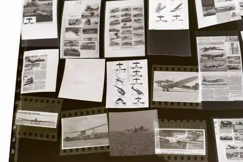 Konvolut Negative - abfotografierte Buchseiten ? Flugzeuge - 