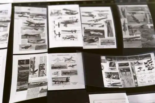 Konvolut Negative - abfotografierte Buchseiten ? Flugzeuge - 