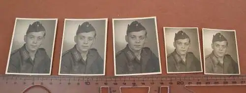 Fünf tolle alte kleine Portraits Soldaten, Ausweis, Passfotos  Gera