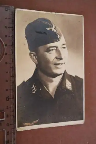 Tolles altes Foto - Portrait Soldat Flakabteilung mit Schiffchen  Gera