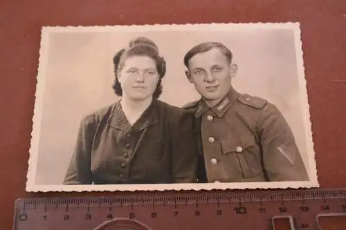 tolles altes Foto - Portrait Soldat mit Frau - Burhave Oldenburg 