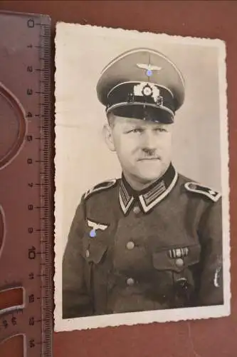 Tolles altes Foto - Portrait Soldat Schirmmütze - Waskau ?? 1940