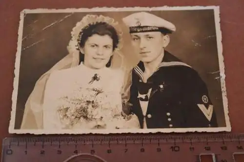 Tolles altes Hochzeitsfoto - Portrait Matrose Kriegsmarine  mit Frau