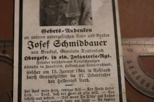 altes Sterbebild eines Soldaten Inf.Regt. EK II, ISA - gefallen 1944 in Rußland