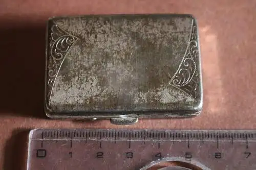 tolles altes Pillendöschen ? Pillenetui - Messing versilbert ?  Emaille ? Alter 