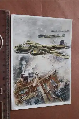 alte Künstlerkarte -Bomber im Angriff 