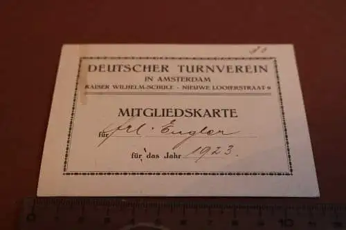 tolle alte Mitgliedskarte - Deutscher Turnverein in Amsterdam 1923 Kaiser Wilhel