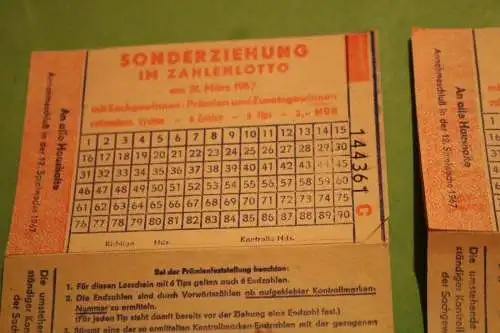 zwei alte Lotteriescheine Sonderziehung 1967  - DDR