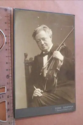 Tolles altes  Kabinettfoto- Portrait Henri Petri mit Violine - Dresden 1900-10 ?