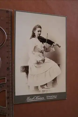 Tolles altes  Kabinettfoto- Portrait junge Frau mit Geige 1910-20  ? Düren