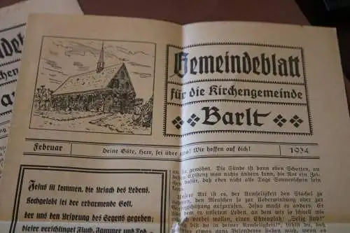 drei alte Gemeindeblätter der Gemeinde Barlt - 12/1930, 02/1934 und 07/1936