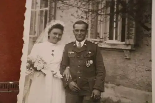 tolles altes Foto - Hochzeitsfoto - Soldat der Panzertruppe mit ASA . EK II