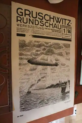 Tolle alte Zeitung - Gruschwitz-Rundschau Werkszeitung  14 - 1928 mit Zeppelinbi