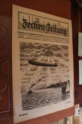 tolle alte Zeitung - Zechen-Zeitung Nummer 19 - 1928 mit Zeppelinbild 