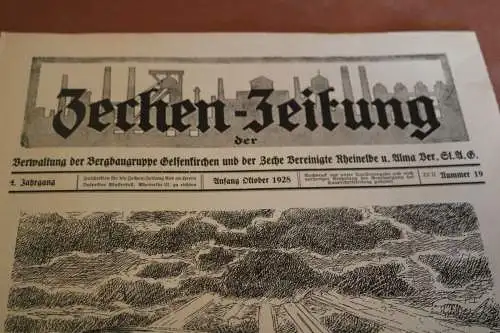 tolle alte Zeitung - Zechen-Zeitung Nummer 19 - 1928 mit Zeppelinbild