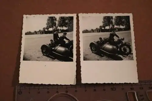 zwei tolle alte Fotos - zwei Matrosen mit Krad und Beiwagen - MBK ? 