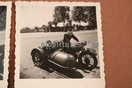 zwei tolle alte Fotos - zwei Matrosen mit Krad und Beiwagen - MBK ? 