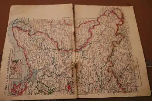 Reste eines Buches - Atlas ??? Landkarten auch Pommern und Niederschlesien