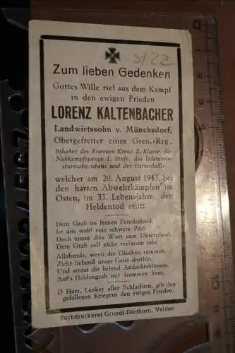 altes Sterbebild eines Soldaten  EK II, NKS, ISA 1943 H.V.Pl. Botschany