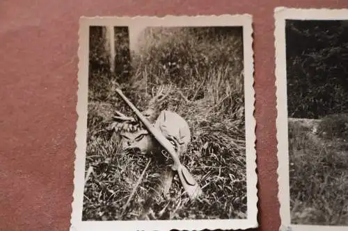 zwei alte Fotos - Jäger mit erlegtem Wild - 30-40er Jahre