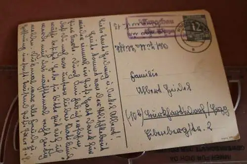 tolle alte Karte  - Seenlandschaft Gemälde -  Stempel Zwochau über Wurzen 1947