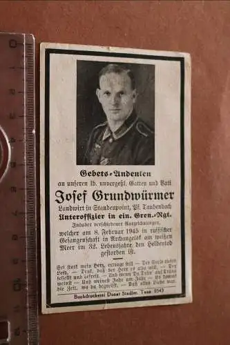 altes Sterbebild eines Unteroffizier  1945 in russischer Gefangenschaft