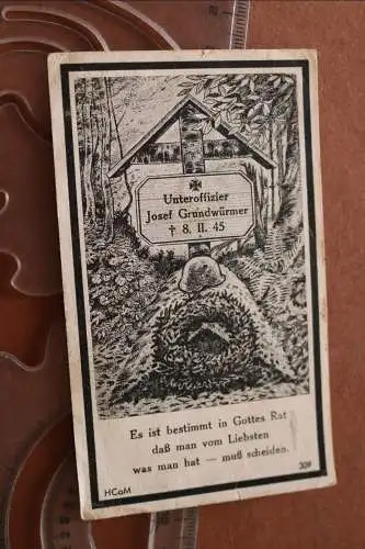 altes Sterbebild eines Unteroffizier  1945 in russischer Gefangenschaft 
