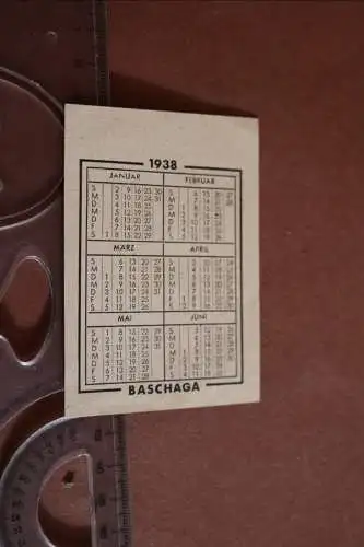 alter Taschenkartenkalender - 1938  Firma Baschaga