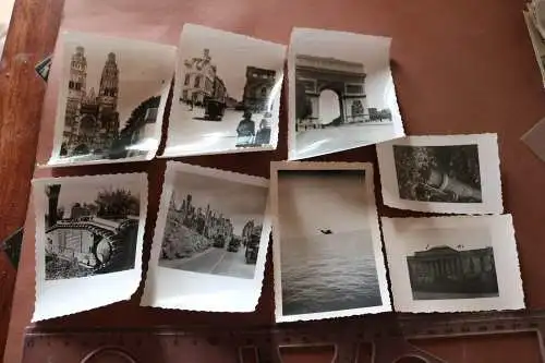 acht alte Fotos eines Soldaten , Frankreich, zerst. Panzer , Zerstörtes Tours 