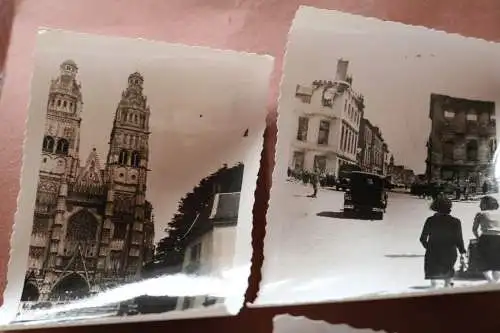 acht alte Fotos eines Soldaten , Frankreich, zerst. Panzer , Zerstörtes Tours 