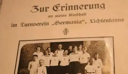 tolle alte Erinnerungsurkunde Turnverein Germania Lichtentanne 1928