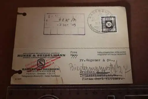 tolle alte Ganzsache Bestellkarte - mit SBZ Marke 10 Pfennig - 1945 