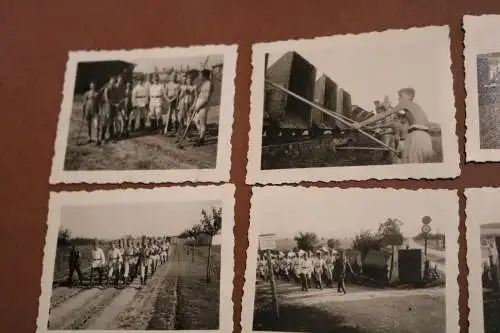 neun tolle alte Fotos - Soldaten bei Feldarbeit  - Loren Raum Kleve Abt. 4/160