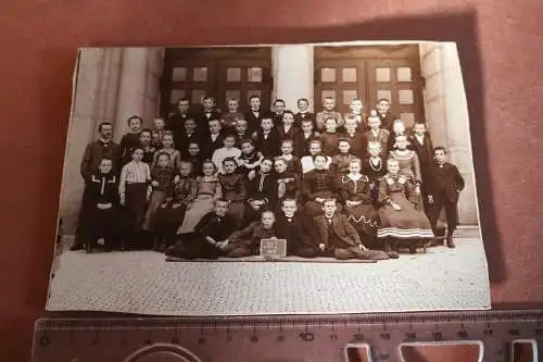 tolles altes Gruppenfoto - Schulklasse 1904 - Dohna i. Sa.