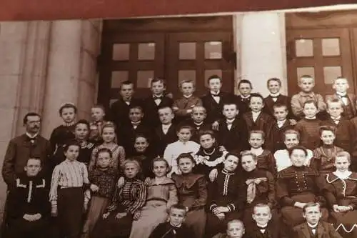 tolles altes Gruppenfoto - Schulklasse 1904 - Dohna i. Sa.