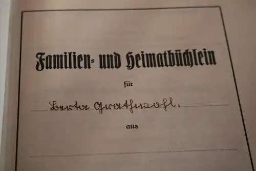 altes Heft - Familien- und Heimatbüchlein - Ahnenforschung beschrieben 30er Jahr