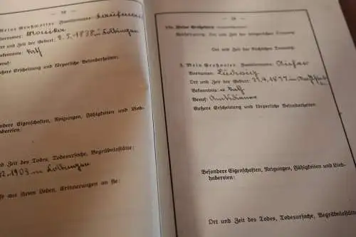 altes Heft - Familien- und Heimatbüchlein - Ahnenforschung beschrieben 30er Jahr