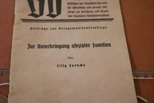 altes Heft - DV-Schriften - Zur Unterbringung asozialer Familien - 1941