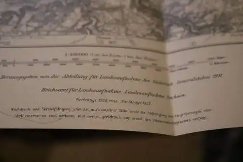 alte Landkarte -Umdruckkarte 440 Raum Gera - 30-40er Jahre 