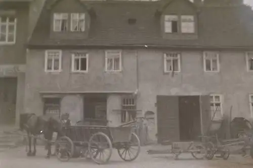 tolles altes Negativ - Erbauer von Pferdefuhrwagen, Karren - Ort ?