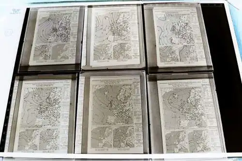 13 alte Glasnegative mit Foto - Wetterkarten Europa 1937 - Wetterstation Zürich